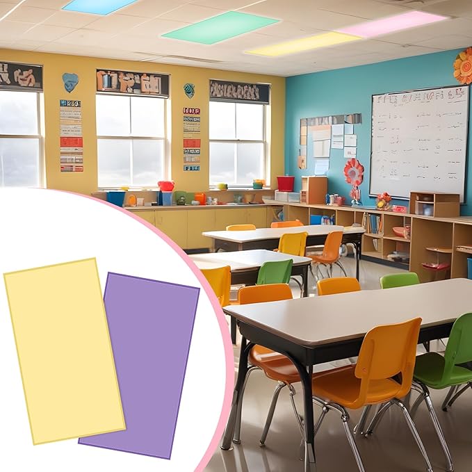 6 Pcs Fluorescent Light Covers 4 x 2 ft Magnetic Ceiling Light Covers Lights Filters for Classroom Office Home School(Creamy Color)