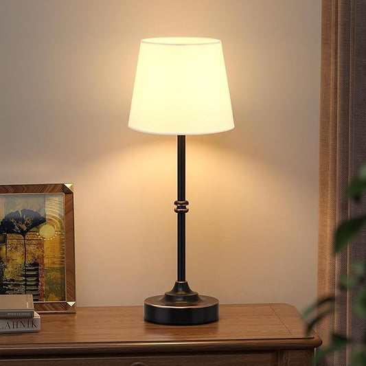 Kakanuo Rechargeable Cordless Table Lamp Antique Black - 1 Pack 4000mAh Battery Operated Lamp, 3000K Warm Light, Touch Control Stepless Dimming, for Bedside, Dining Table, Home Decor