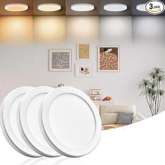 ETL 7 inch Small LED Flush Mount Ceiling Light Dimmable,Ultra Slim Round Flat Ceiling Lights 5CCT-2700K/3000K/3500K/4000K/5000K,Modern Ceiling Lamp for Closet,Kitchen,Bathroom 3 Pack(White)