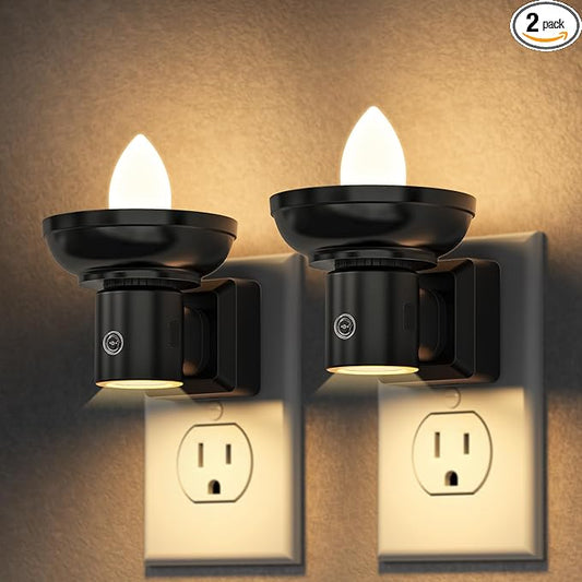 DORESshop LED Night Light[2 Pack], Night Lights Plug into Wall, 3 Level Brightness Adjustable Plug in Night Light, Dusk to Dawn Sensor Nightlights for Adults