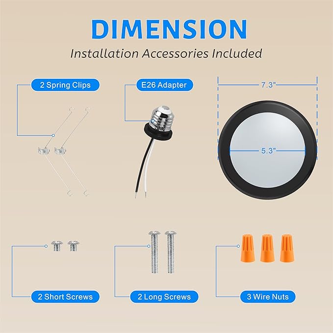 ECOELER 6 Inch Dimmable LED Disk Lights, Black Flush Mount Ceiling Downlight, 16.5W 1000Lm, 5000K Daylight, Surface Mount LED Ceiling Light for Home Improved, ETL Listed