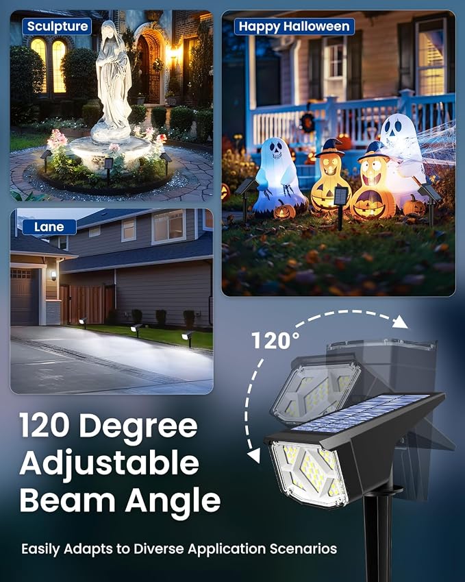 SOLPEX Solar Spot Lights Outdoor Waterproof IP65, Landscape Spotlights Outdoor, Compact Design Spot Lights, Solar Powered Flood Lights for Garden Yard House Pathway Tree Outside, 10 Pack, Cool White