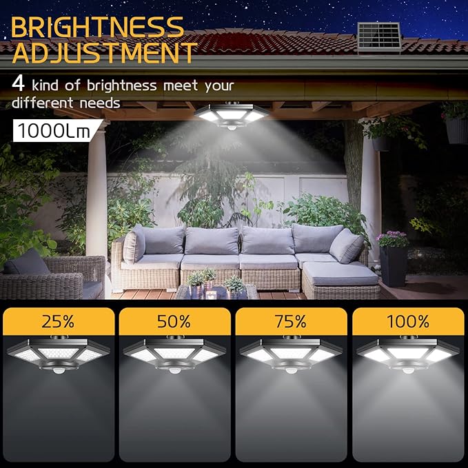 Deogos Solar Shed Light, Solar Pendant Light Indoor Outdoor,180 LED 1000LM Solar Indoor Lights Motion Sensor with Remote Control for Shed Barn Gazebo Garage Home