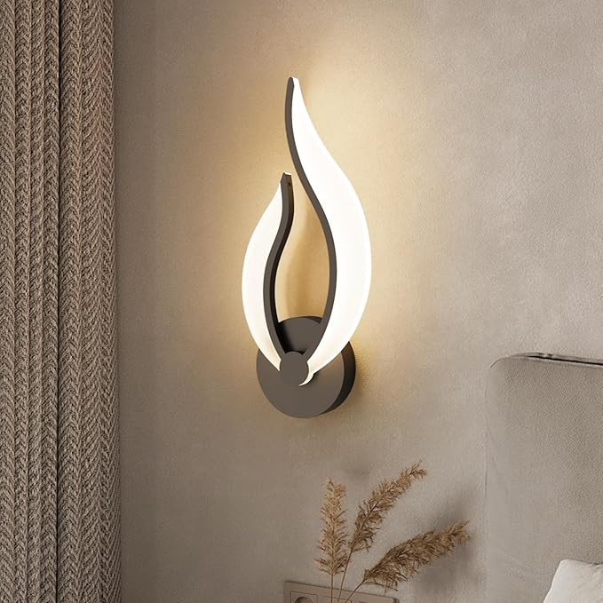 Hard-Wired 2-Pack Modern Indoor Wall Sconce 10W LED Black Dimmable Wall Sconce Set of 2 for Living Room Bedroom Hallway (Warm White Light, 3000K)