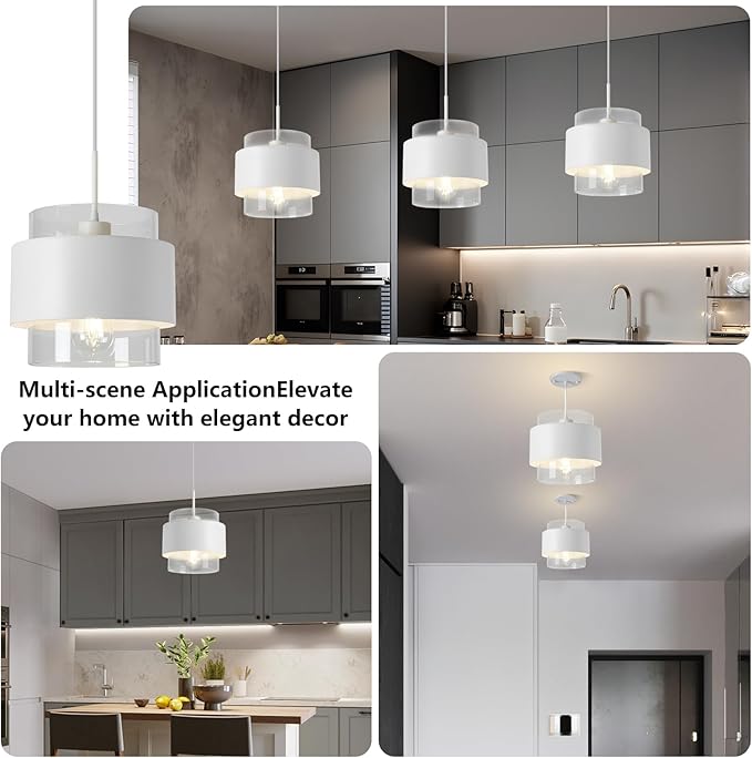 9.8" Modern Pendant Lights Kitchen Island, Industrial Pendant Lighting with Durable Metal Shades, Adjustable Hanging Light Fixtures for Kitchen Island Living Room Hallway,2 Pack