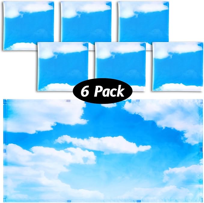Hortsun 6 Pcs Fluorescent Light Covers - 4 x 2 Feet Magnetic Light Filters, Ceiling Lights Covers for Classroom Fluorescent Shade, Hospitals, School Office Cubicle Decor(Sky Cloud)