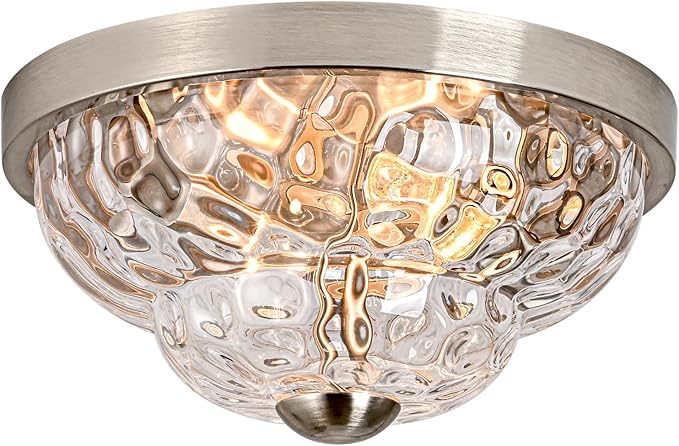 Flush Mount Ceiling Light Fixtures, 2-Light Ceiling Mount for Farmhouse with Seeded Glass Lampshade, Industrial Flush Mount Light Fixture Farmhouse for Hallway, Kitchen, Entryway,Bedroom
