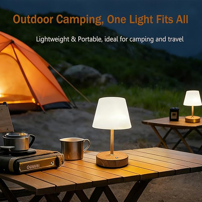 Cordless Table Lamp with 4000mah Battery Powered, Rechargeable Table Lamp for Indoor/Outdoor, 3-Color Dimmable Desk Lamp for Bathroom, Kitchen, Bedroom, Outdoor lamp for Patio, Camping