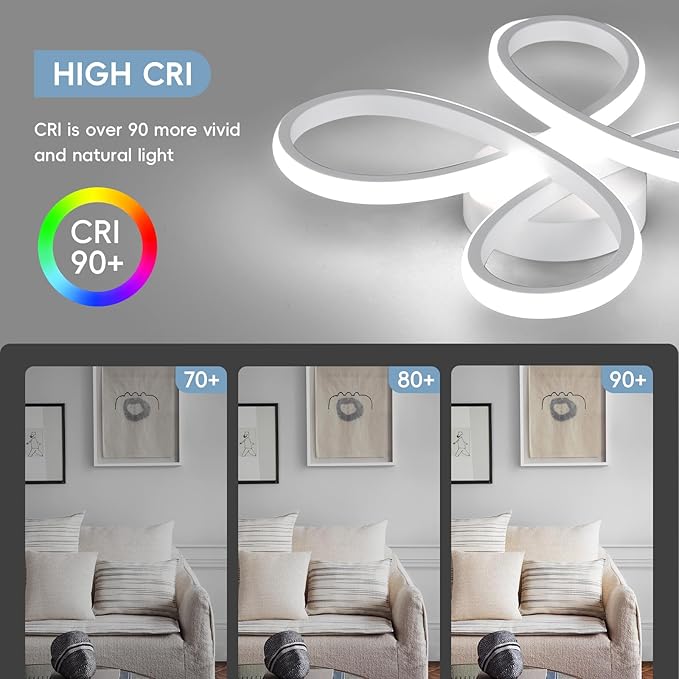 ADISUN Modern LED Ceiling Light, 6000K Semi Flush Mount Ceiling Light Fixture, Modern Unique Ceiling Lights for Living Room Bedroom Corridor Aisle Hallway, 2 Pack