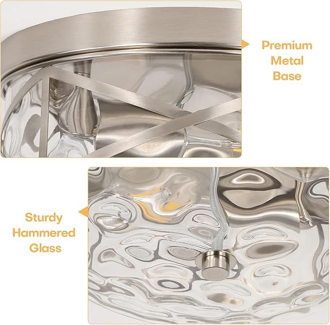 LamQee 2-Light Flush Mount Ceiling Light Farmhouse Kitchen Island Ceiling Light with Bubble Glass Close to Ceiling Light Fixture for Living Room Bedroom Foyer Hallway