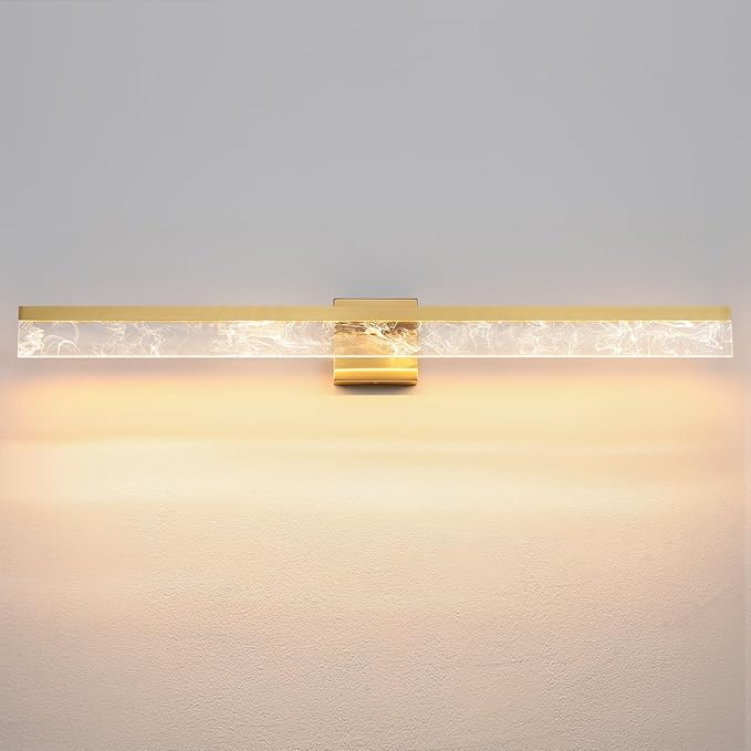 AIJIASI 39-Inch Brushed Gold Vanity Light Fixture, 28W Dimmable LED Modern Light Bar for Bathroom Mirror, Restroom, Bedroom (3000K)
