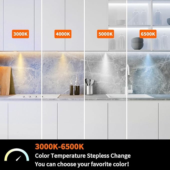 VST Smart Under Cabinet Lighting Work with Alexa Google Home Assistant App Remote Control, Recessed or Surface Mount 12V 2W/pc Puck Light for Kitchen Under Counter, Display Case, 10Pack 3000K~6000K.