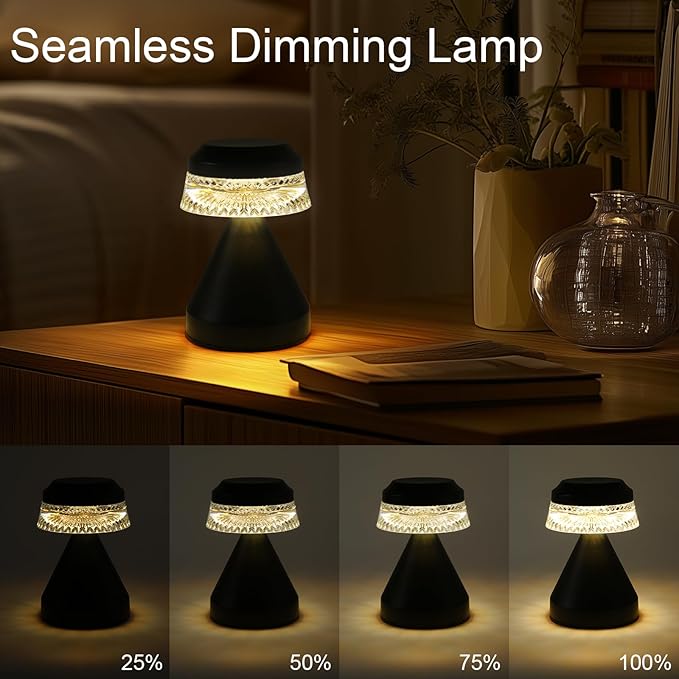 Rechargeable Cordless Table Lamp, 2600mAh Battery Operated Table Light | 3 Color | Stepless Dimming, for Bedroom, Cafe, Camping, Bar, Dining Table, Restaurant