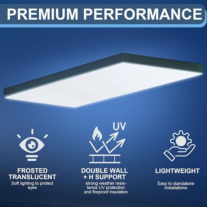 Pushglossy 6 Pack 22.5" x 46.5" x 0.2" Fluorescent Light Covers Replacement, Cuttable Polycarbonate Diffuser Panels for Drop Ceiling Light Fixture for Office Classroom Commercial Use (Clear)