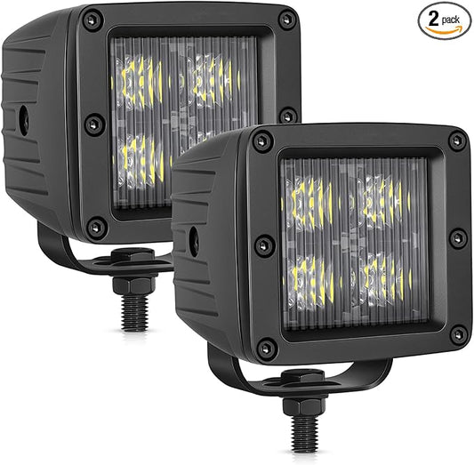 OFFROADTOWN LED Cubes, 3 Inch 80W CREE LED Pods Offroad Driving Lights Ditch Fog Backup Reverse Light for for Trucks UTV SUV ATV Motorcycle Pickup Boat - 2Pcs Driving Flood Beam