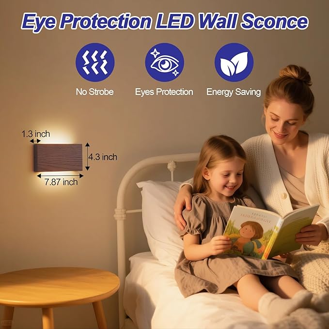 Wood Linear LED Wall Sconce, Dimmable Wall Light, Wood Long Wall Lamp Hallway wall Lights fixtures wall Mounted Lights，Warm Light lamp