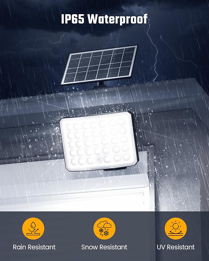 Solar Lights Outdoor Bright Solar Dusk to Dawn Light with 3000 Capactiy Power Operated, IP65 Waterproof Remote Control Outdoor Light, 3 Working Modes for Garage, Porch, Patio, Shed, 1-Pack