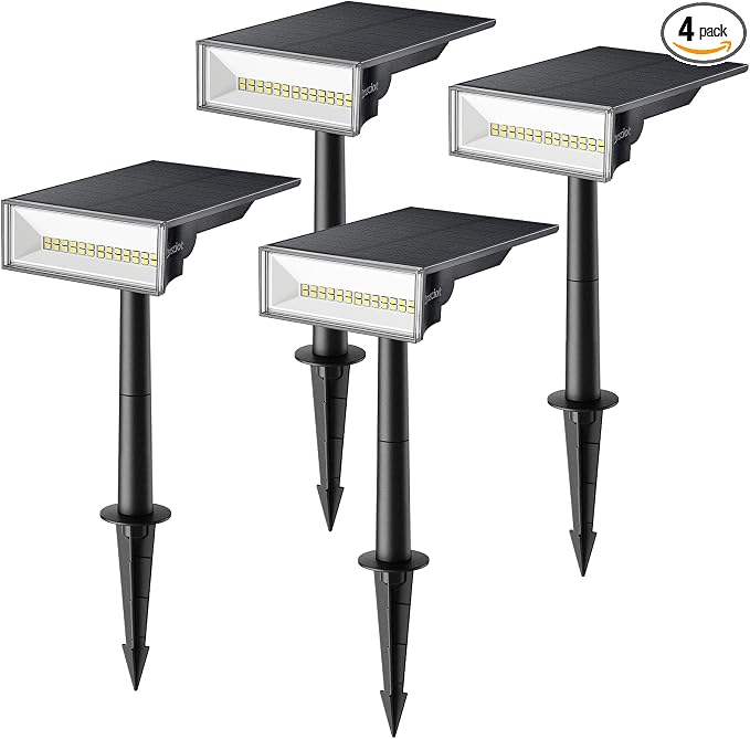 Consciot Solar Lights Outdoor, 6500K Daylight Solar Spotlights, Waterproof Landscape Lighting for Yard, Garden, Tree, Pathway, House, Patio, Outdoor Decor, 4 Pack | Landscape lighting for yard, garden, tree, pathway, house, patio and outdoor decor