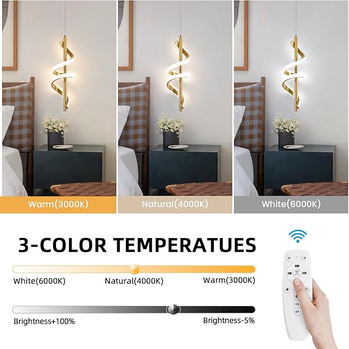 CANEOE Pendant Light Fixtures, Adjustable Modern Pendant Light for Kitchen Island Small Pendant Lighting for Kitchen Island Dining Room Bar Living Room Bedroom,1 Pack (Gold,Dimmable)