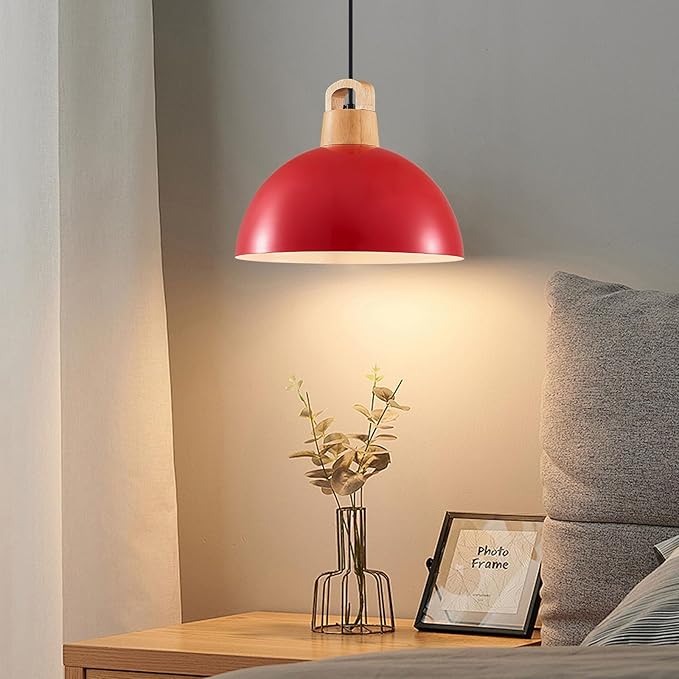 Farmhouse Pendant Light, 3 Packs 11.8inch Red Kitchen Pendant Lights, Modern Pendant Lights, Island Pendant Lights, Pendant Light for Kitchen Island; Bedroom; Office; Living Room