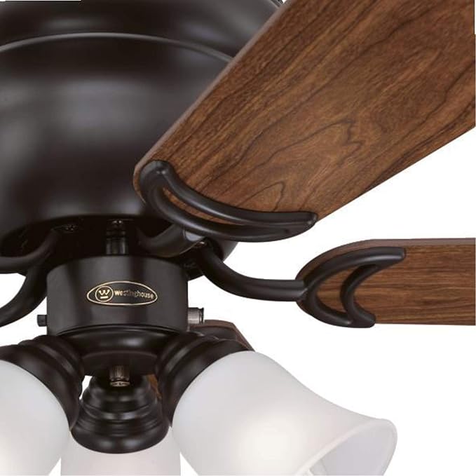 Westinghouse Contempra Trio 42 Inch Ceiling Fan with Light, Indoor Oil Rubbed Bronze Ceiling Fan for Small Rooms, Reversible Blades Dark Cherry/Walnut, LED Bulbs Included