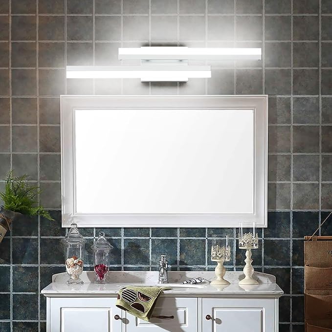 PRESDE 24" Inch LED Bathroom Vanity Light Bar, Modern Silver Wall Lighting Fixture Over Mirror