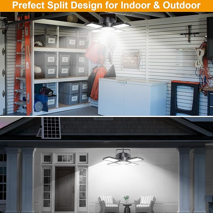 Auzev Solar Shed Light Indoor Outdoor Upgrade 176 LED 4 and 1 Heads Solar Powered Motion Sensor Pandent Daytime Work Lights with 4 Modes Remote Control Security lamp for Garage Gazebo Barn