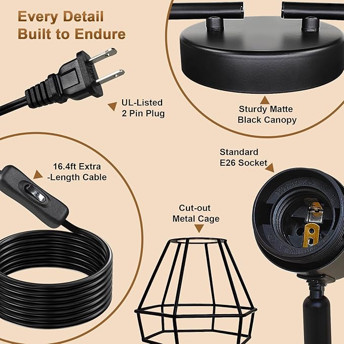 LTBLIGHT 4-Light Plug in Track Lighting with Power Cord, Plug in Ceiling Light with ON/Off Switch, LED Spotlight for Kitchen, Living Room, Artwork, E26 Base (Bulbs Not Included)