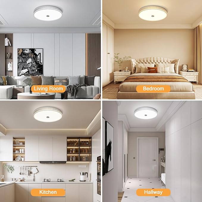 OOWOLF Flush Mount LED Ceiling Light Fixture, 2700K-6500K Super Bright 40W 4000LM 15.75 Inch Dimmable Warm/White Light Kitchen Light Modern Ceiling Lamp for Bedroom Bathroom, Chandeliers with Remote