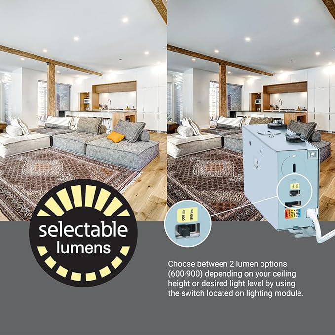 HALO RL 4 in Canless LED Recessed Lighting Downlight with Selectable Color Temperature 2700K-5000K Selectable Lumen 600/900 Dimmable IC Rated Wet Rated Indoor Outdoor Ceiling Light RL4069FSD2W1EWHDM