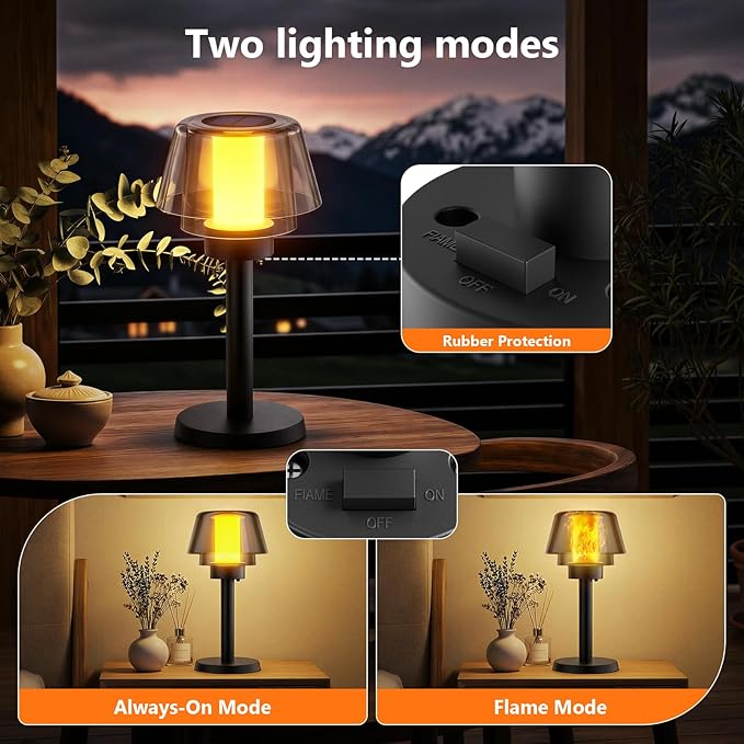 Viewsun 2 Pack Solar Table Lamps，2 Lighting Modes Solar Pathway Lights Outdoor with Waterproof Cordless for Lawn Patio Walkway Driveway Decor Landscape Indoor Bathroom Lighting