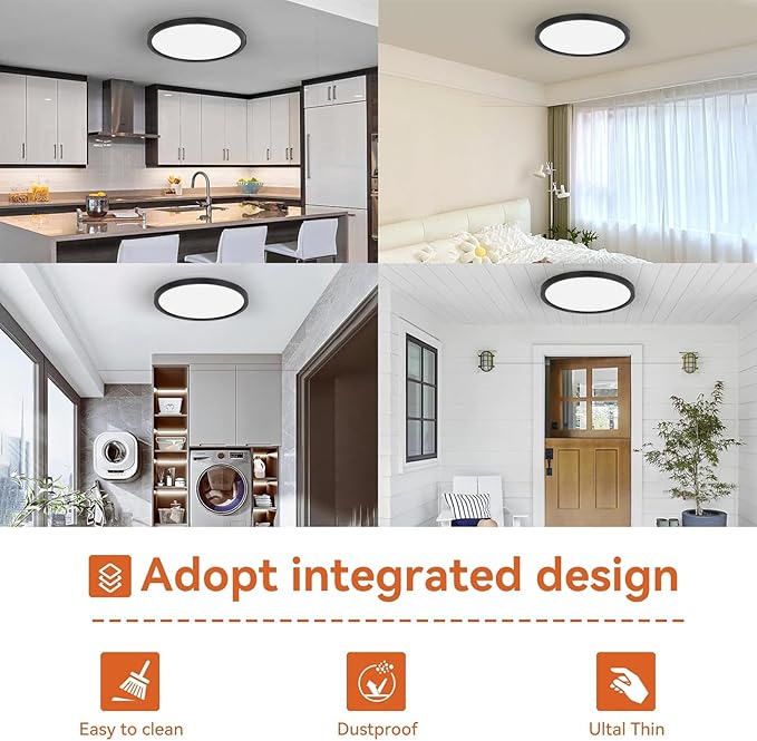 TALOYA 2 Pack of Black 10 Inch LED Ceiling Light Fixture Flush Mount for Closet Porch, 5 CCT Options, Energy Efficient Ceiling Fixture 20W Equivs to 120W Traditional Lamp Perfect for Low Ceiling