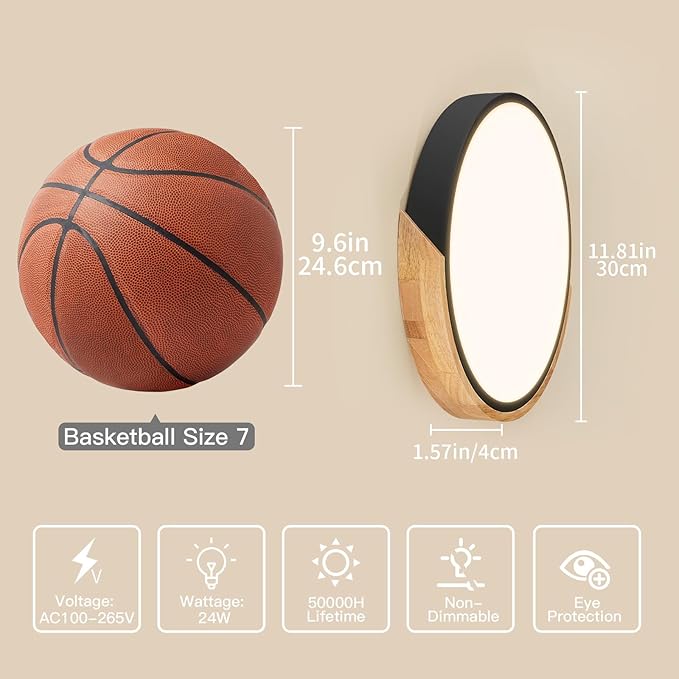 Modern LED Ceiling Light for Bedroom: Minimalist Wood Flush Mount Ceiling Light Fixture with Acrylic Lampshade - 4500K Not Dimmable Overhead Ceiling Lamps for kitchen hallway living room (11.8" Black)
