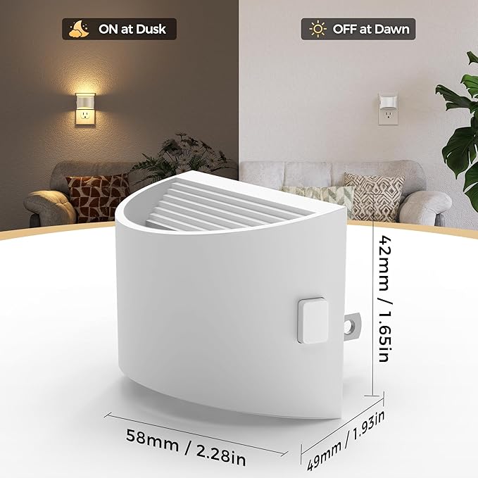 DORESshop LED Night Light[2 Pack], Night Lights Plug into Wall, 3 Level Brightness Adjustable Plug in Night Light, Dusk to Dawn Sensor Nightlights for Adults,Bedroom,Bathroom,Hallway, 3000K Warm White