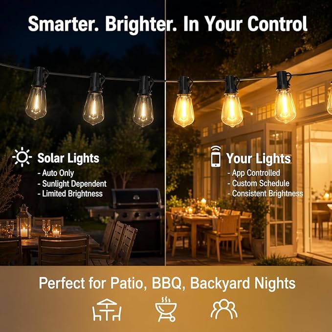 50ft-LED-Lights-Outdoor-Waterproof-String Lights-Patio-Outside-Porch-Backyard-Garden-Gazebo-Yard-Deck-Balcony-Party-Camping-House-Hanging-Lighting-Bulb-Remote-Bluetooth-Hanging-Edison-ST38