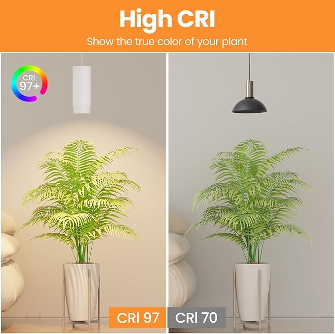 Zoomable Remote Pendant Grow Lights with Auto On/Off Timer, 30W Full Spectrum LED Plant Light 2700K-6000K Dimmable Plug in Hanging Lights for Indoor Plants 20FT Power Cord, White