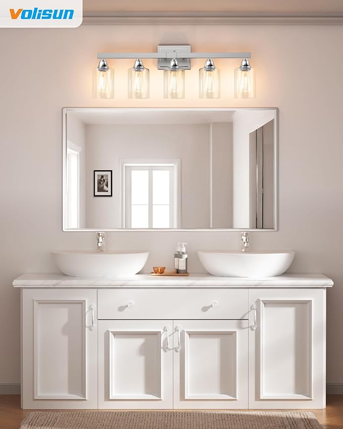 VOLISUN Bathroom Light Fixtures, Bathroom Vanity Light Over Mirror, Modern Vanity Lights for Bathrooms, Bathrooms Lights Fixtures Over Mirror with Clear Glass Shades