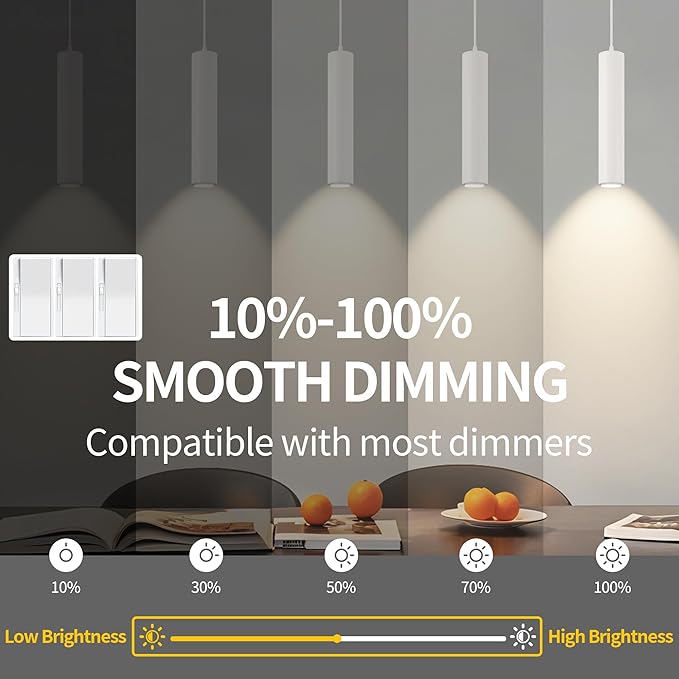 Zoomable LED Pendant Lights Modern Ceiling Hanging Spotlight Pendant Lighting,5CCT/2700K-5000K,Zoomable 15°-60°,Unique Pendant Lighting for Kitchen Island Bar,12W (White)