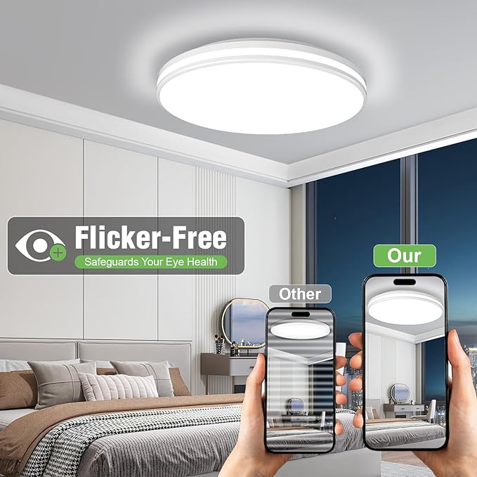 Airand 10.2 Inch Flush Mount Ceiling Light Fixture, 20W LED Ceiling Light Fixture Daylight White, 5000K Round Waterproof Surface Mount Ceiling Light for Shower Dining Living Room Bedroom Kitchen