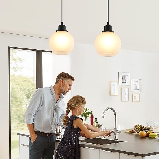 Pendant Lamp with Glass Shade, Modern Antique Brass Pendant Lights,Hanging Light Vintage Glass Shade, Island Light Pendant Light Fixture for Bedroom Living Room Kitchen
