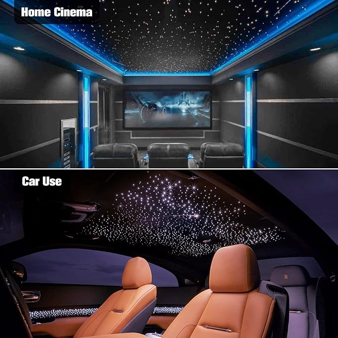 CHINLY Starlight Headliner Kit Twinkle 800pcs 13.1ft 0.03in 20w Fiber Optic Lights kit, Music Mode Bluetooth APP Control Remote, RGBW Star roof Lights for Star Headliner/Home Theater/Pool Ceiling