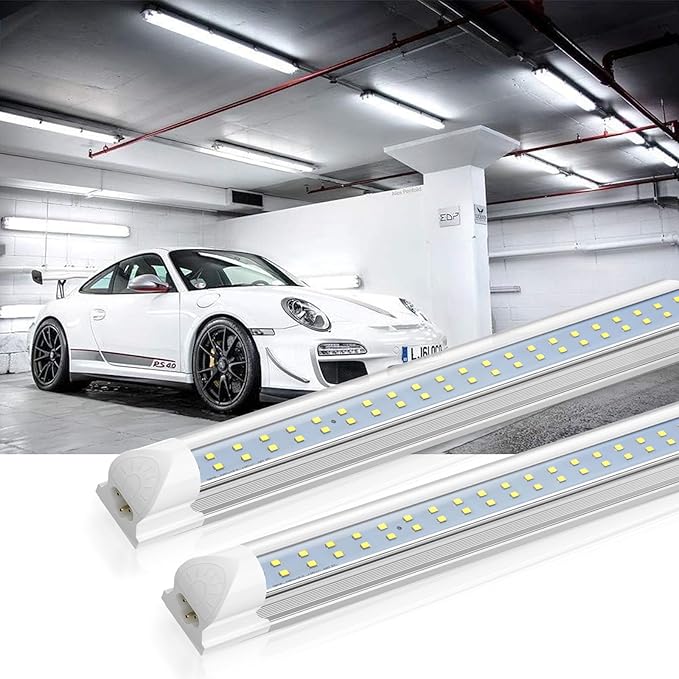 SHOPLED 8FT LED Shop Light - 80W 10800LM 6000K Cool White Ceiling Light Fixtures, T8 LED Tube Lights, 8 Foot Shop Lights for Garage Workshop Warehouse, ETL Listed, 4 Pack