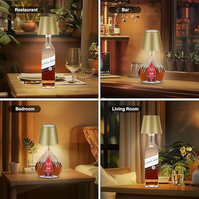 2026 New Wireless Bottle Lamp,LED Bottle Lights for Liquor & Wine Bottles,Bottle Light with Dimmable(Gold,2pcs)
