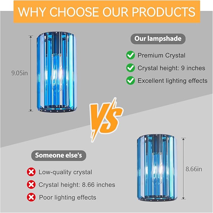 Modern Crystal Pendant Light Mini Dark Blue Chandeliers Adjustable Pendant Lights Fixture for Kitchen Island Dinning Room Corridor Bedroom(Dark Blue 2-Pack