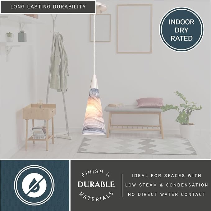 VAXCEL Milano LED Compatible Satin Nickel Transitional Mini Pendant Ceiling Light Multi Color Art Glass
