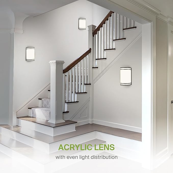 ASD LED Indoor Wall Mount Light Fixture - 8 Inch 15W Modern Interior Matte Black Dimmable Wall Sconce Light - ETL 3000K 4000K 5000K Adjustable - Hallway, Bedroom LED Wall Lights, 4 Pack
