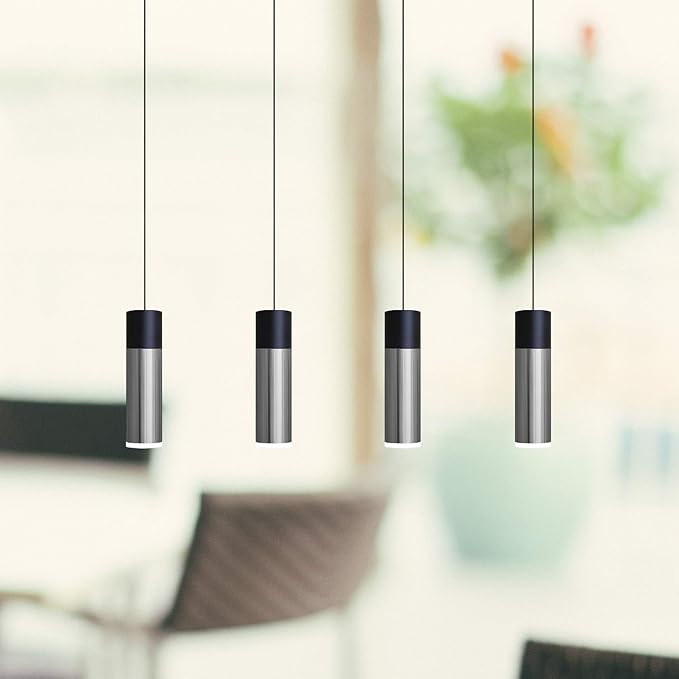 Vela 4 Mini Pendant Lighting Black-Nickel - LED Hanging Light Fixture for Kitchen Island, Bar, Foyer - Cluster Pendants - Dimmable, Adjustable Wire, Lamp Bulb Included
