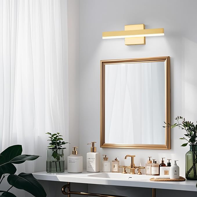 Gold Bathroom Vanity Light 15.75 inch, 14W Dimmable 5CCT LED Modern Bathroom Light Fixture Over Mirror - ETL Certificated