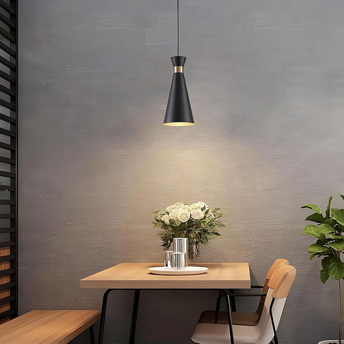 2026 New Black Gold Pendant Lights Kitchen Island Lights for Kitchen, 5.9"W Small Modern Island Lighting Fixtures 1-Light Single Farmhouse Adjustable Hanging Pendant Light Fixtures for Bar Sink, 13“H