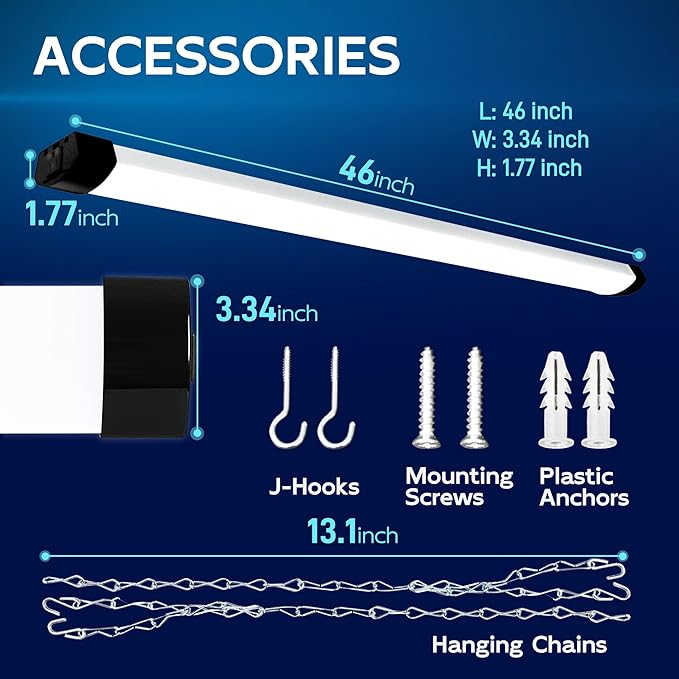 hykolity 4FT 70W LED Shop Light Linkable, 8000lm(300w Equivalent), 5000K Utility Shop Lights for Garages, Workshops, Basements, Hanging or FlushMount, with Power Cord and Pull Chain, ETL, 4 Pack